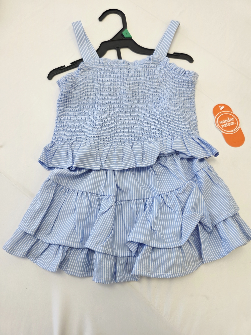 Wonder Nation Blue Stripe Smocked Ruffle Dress 5T